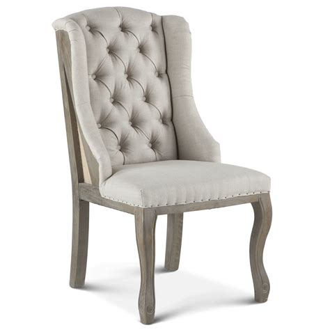 Kitchen & dining room chairs. Satine Off-White Tufted Linen Dining Chair - Back at the Ranch