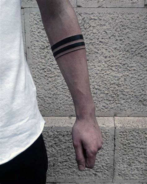 However, this part of the body needs an enhanced care while healing and because this zone of a leg regenerates fast, tattoo here may require further correction. Tattoo Trends - Mens Two Black Band With Thin Solid Line Tattoo On Forearm... - TattooViral.com ...