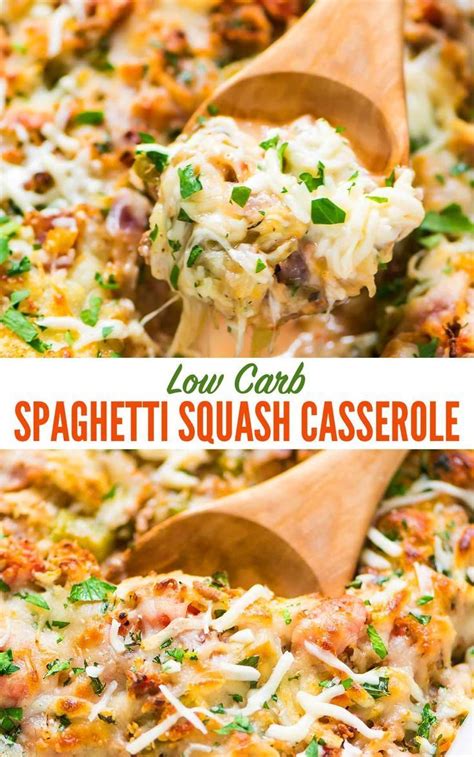 A low carb casserole the whole family will love. Healthy Low Carb Spaghetti Squash Casserole with ground turkey, tomatoe… | Healthy casserole ...