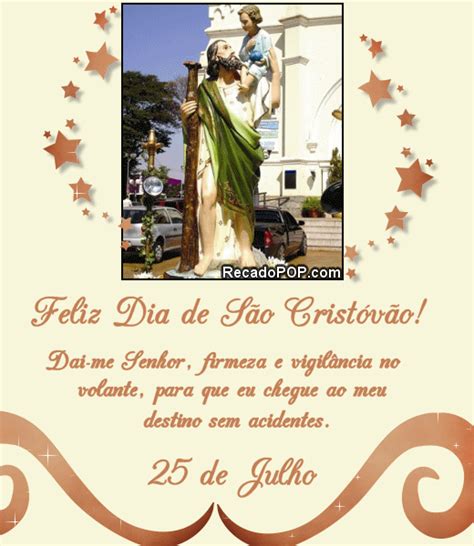 Comemorado neste domingo (25), o dia de são cristóvão, padroeiro dos motoristas, conta com a tradicional homenagem em canoas. Mensagens de Dia de São Cristóvão para Facebook