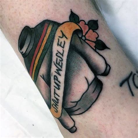 Spock is to get a star trek tattoo. 50 Star Trek Tattoo Designs For Men - Science Fiction Ink ...