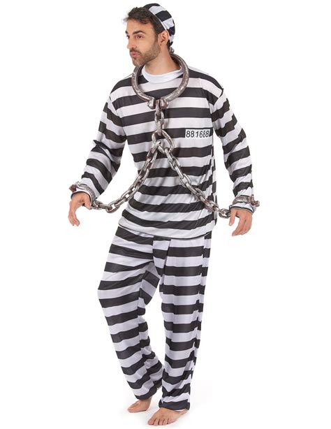 Onlineshop für karnevalskostüme und halloweenkostüme. Sträfling Gefangener Kostüm schwarz-weiss , günstige ...