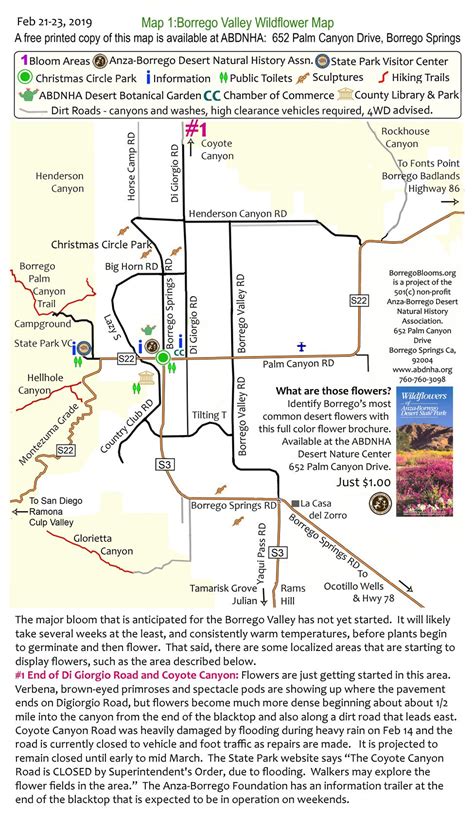 Catch the 992 bus right outside baggage claim at the airport and relax on cushy seats for a short ride to the downtown area. Anzo Borrego Wildflowers Map Spring 2019 | Map, Wild ...