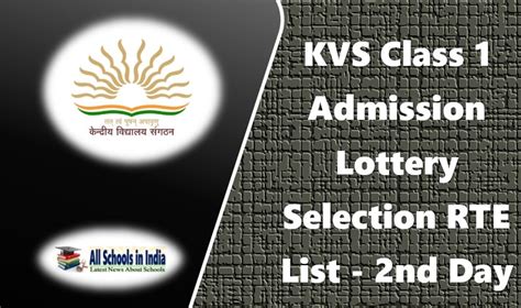 Registration, display of admission list & admissions in class 11 (subject to availability of vacancies). KVS Class 1 Admission Lottery Selection RTE List - 2nd Day