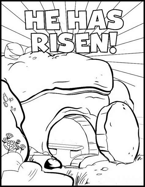 Free printable spring coloring pages. HE HAS RISEN coloring page | Easter sunday school, Sunday ...