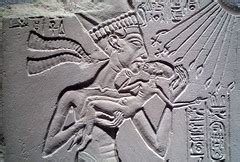 Search only for akhenaton nefertiti and three daughters House Altar depicting Akhenaten, Nefertiti and Three of ...