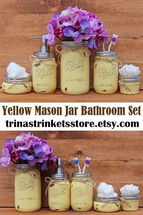 These ideas use favorite farmhouse bathroom décor items like old wood, mason jars, galvanized metal, and concrete to give your space a cozy, homey feeling. Farmhouse bathroom decor, mason jar bathroom set, bathroom ...