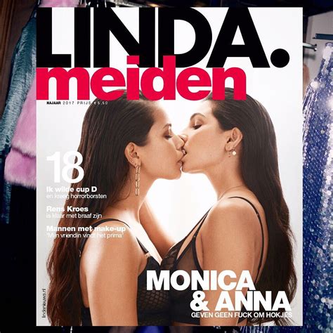 Haha, dat is het ook, want het blijft toch een foto. Anna Nooshin zoent met Monica Geuze op cover van Linda ...