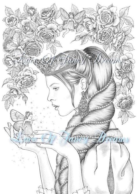 C o l o r i n g p a g e s. Beautiful Princess and Fairy coloring page pdf princess ...