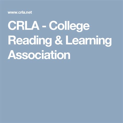 The theme of this cancelled conference was supposed to be tides of change. in the spirit of this theme, the nwcrla board worked to adapt to this change, putting together some professional development activities to. CRLA - College Reading & Learning Association | Learn to ...