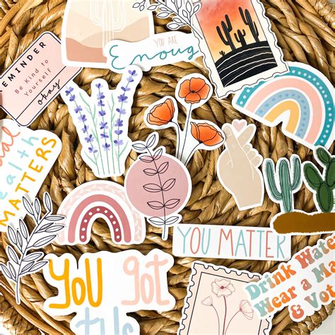 Aesthetic Boho Trendy Stickers | Scrapbook stickers printable, Etsy stickers, Homemade stickers