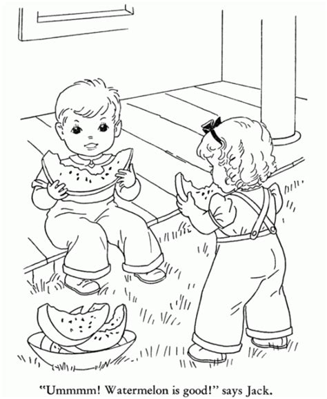 Watermelon is a type of edible fruit. Eating Watermelon Summer Coloring Pages (con imágenes ...
