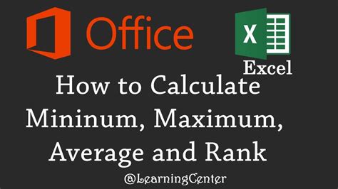 Returns the average (arithmetic mean) of the arguments. How to calculate min max total average rank in microsoft ...