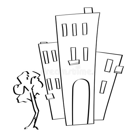 The building key is used to mark areas as a building. House. Tall Building. Flat Black And Outline Drawing Stock ...