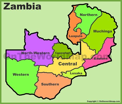 Zambia is a country of 13,460,305 inhabitants, with an area of 752,614 above you have a geopolitical map of zambia with a precise legend on its biggest cities, its road. Zambia provinces map