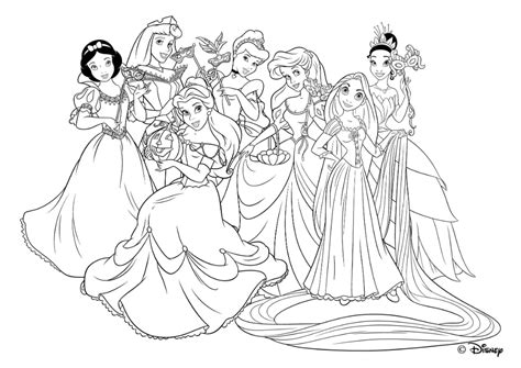 Beeldschone prinsessen in prachtige jurken en knappe prinsen op een wit paard. kleurplaat disney prinsessen - Google zoeken | Disney ...