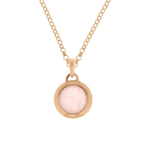 Rose quartz necklace gift for sister, small raw rose quartz. Bronzallure 18' Rolo Necklace With Rose Quartz Round Stone ...