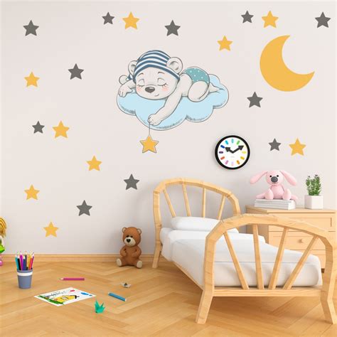Set stickere decorative perete copii - Ursuletul doarme pe ...