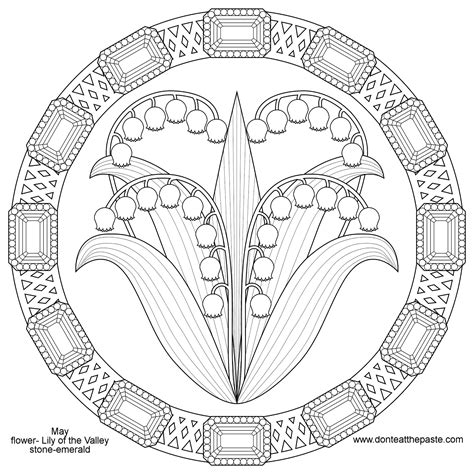 Or color online on our site with the interactive coloring machine. May Birthstone and Flower Mandala | Mandala coloring pages ...