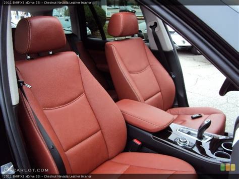 Step up to an xline car and you get some stainless steel sill trims and a set of more supportive leather seats than standard se versions in a wider range of colours. Chestnut Nevada Leather Interior Front Seat for the 2011 BMW X3 xDrive 28i #73005025 | GTCarLot.com
