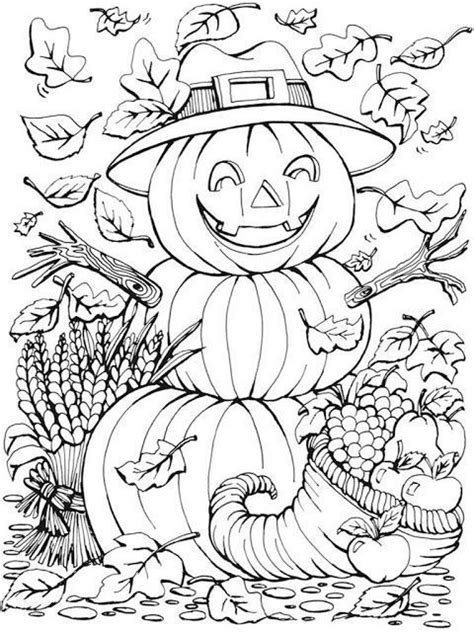 The forest is home to a variety of cute woodland creatures. Autumn scenes pumpkins coloring pages for adult ...