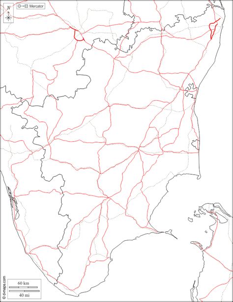 Tamilnadu outline map / tamil nadu free maps free blank maps free outline maps free base maps : Tamil Nadu free map, free blank map, free outline map, free base map boundaries, roads (white)