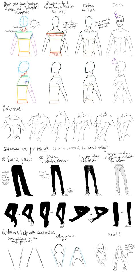 tutorial how to draw bodies for anime. Male Anatomy Reference and Perspective Tips by DeviantTear ...