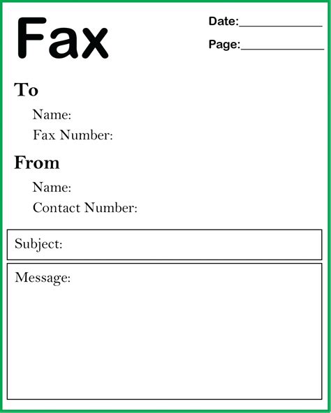 free basic fax cover sheet template pdf word