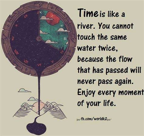 The most important thing in our lives is what we are doing now. Time is like the river | Quote posters