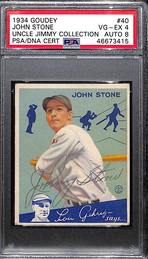 Yo guys in this topps kick pack opening we were hunting for the john stones signature card watch this video to find out if we packed it!all the music in. Lot Detail - Rare (1/1) 1934 Goudey John Stone #40 PSA 4 ...