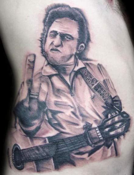 Johnny cash portrait tattoo by christy brooker at damask tattoo in seattle, wa. Large Image | Leave Comment