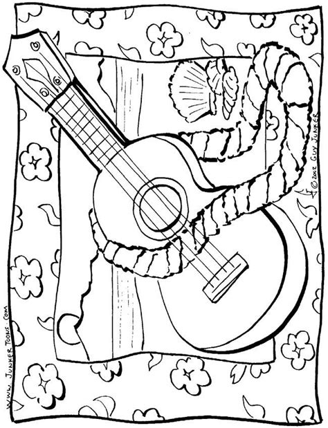 Arctic coloring pages featuring plants and animals including a blue whale, polar bear mother and cub, and a snowy owl. Coloring Pages Of Ukulele #3 | Beach coloring pages ...