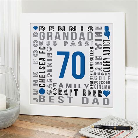 Make her laugh out loud with one of these 70th so they're a marvelous choice for both budget picks and luxury gifts. 70th Birthday Gift for Him of Personalised Age Wall Art ...