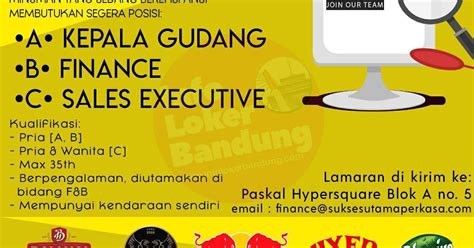 Lowongan kerja banyak posisi pt. Lowongan Kerja PT. Sukses Utama Perkasa Bandung Desember ...