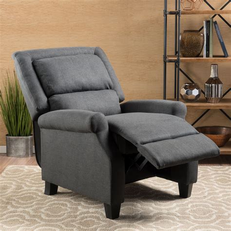 Enjoy the style of a modern sofa but with the added functionality of a recliner. Monica Dark Grey Fabric Recliner | Recliner, Noble house ...