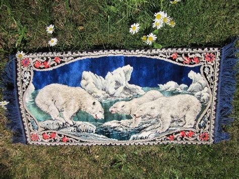 Francois boucher le nid the nest 27 x 27 wall fabric tapestry home decor. Vintage 60s 70s Polar Bear TAPESTRY RUG fringed Wall ...