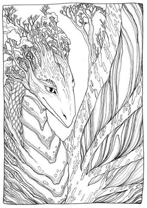 * the page you receive will not have the watermark! Adult Coloring Page Fantasy Tree-Dragon Doodle Printable ...
