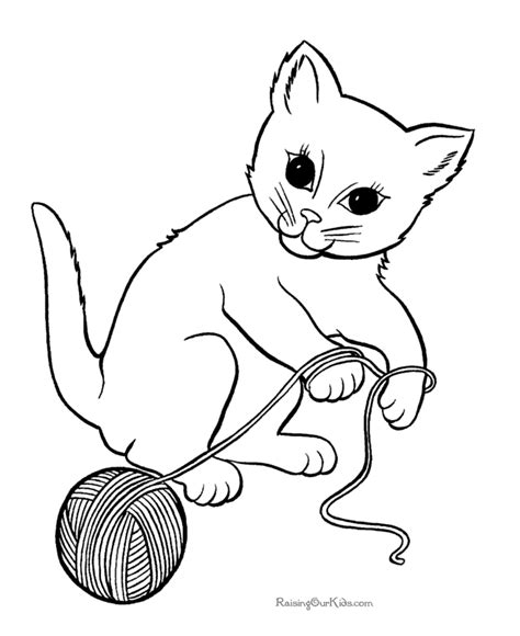 Coloring page with striped cats in the garden. Preschool Kitten Coloring Pages - Coloring Home