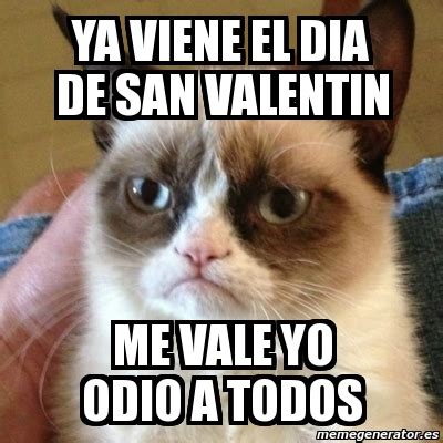 Matrimonio comunitario se celebró por el día del amor y de la amistad. Meme Grumpy Cat - ya viene el dia de san valentin me vale ...