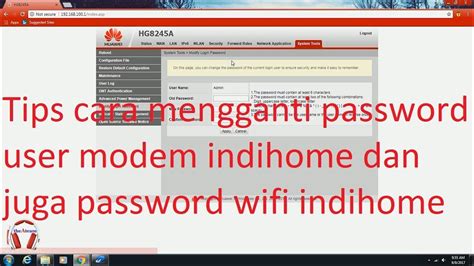 Setting modem huawei sebetulnya tidak jauh. cara ganti password modem indihome dan juga password wifi indihome - YouTube