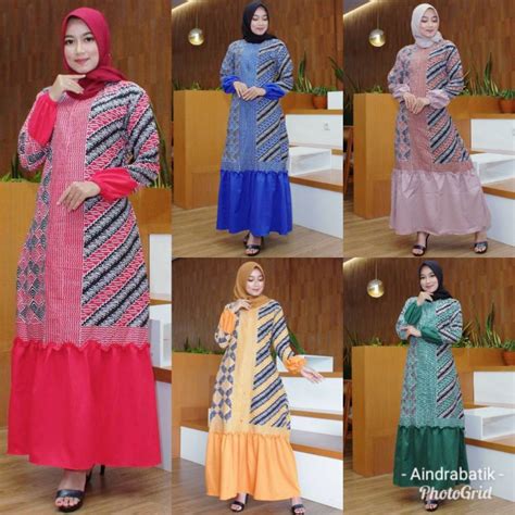 Gamis cantik azza, gamis batik pekalongan, gamis batik bahan : Aindra Batik Pekalongan Longdress Gamis Maxi Rempel Batik ...