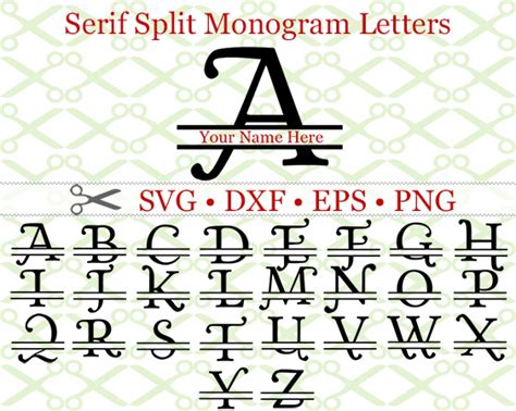 Split monogram free svg png eps dxf download download split monogram free svg png dxf eps file for your diy project files compatible with cricut cameo silhouette studio what font works best for the middle of this split letter i am wanting to download the free split monogram svgs but there is no link. SERIF SPLIT MONOGRAM SVG-Cricut & Silhouette Files SVG DXF ...