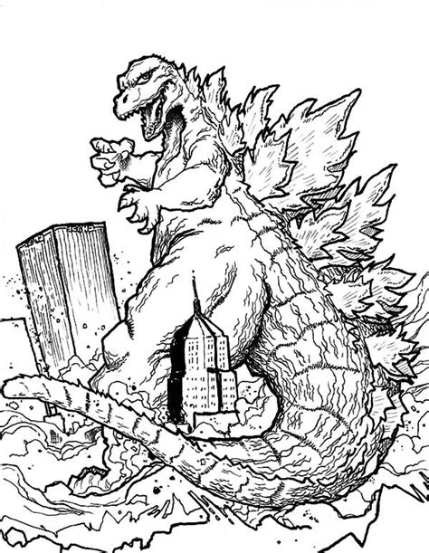 100% free, no strings attached! Godzilla, : Godzilla Destroying Town Coloring Pages ...