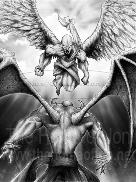 Angel tattoos can be used as a symbol of protection and safety. Good versus Evil | Demon tattoo, Evil tattoos, Angel demon ...