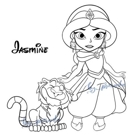 Beautiful princess jasmine coloring pages. SVG PNG baby Jasmine with Tiger Aladdin characters ...