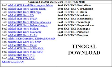 Anda bisa memiliki soal latihan cpns ini secara gratis atau free dan tidak harus mendownloadnya (tanpa download). Contoh Soal Tes SKB CPNS 2018 semua Formasi - Kumpulan Soal