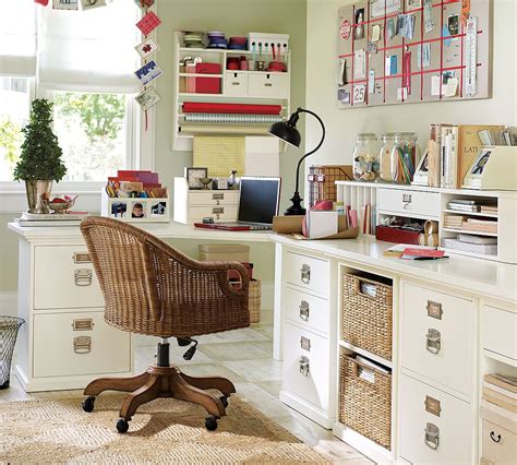 A long table built into the wall for plenty of work space with shelving above it for craft storage. Creation of a Home Office, Sewing, Craft Room