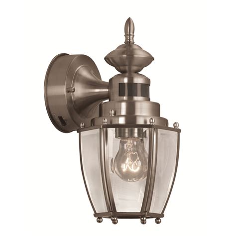 Preferred hampton bay mission style black with bronze highlight outdoor wall with outdoor wall lights with electrical outlet view photo 1 of 20. Portfolio JEL1691A BN 11.75-in H Brushed Nickel Motion Activated Outdoor Wall Light - VIP Outlet