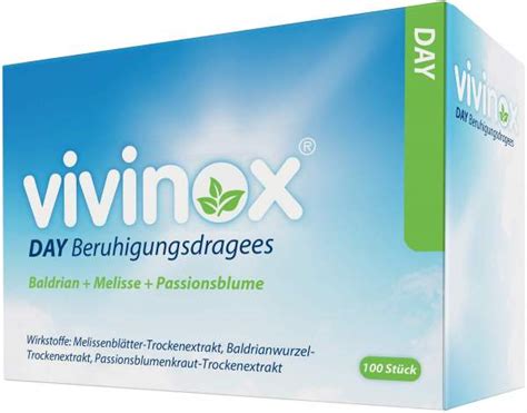 Vivinox day information about active ingredients, pharmaceutical forms and doses by dr. Vivinox DAY Beruhigungsdragees 100 überzogene Tabletten ...