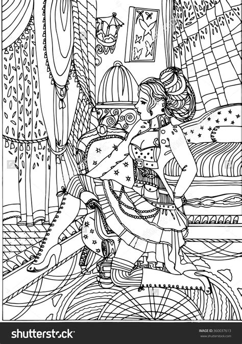 Femme fatales, steampunk, goth and fantasy girls coloring book by penny farthing graphics on amazon.com. steampunk illustration Shutterstock 360037613 | Steampunk ...